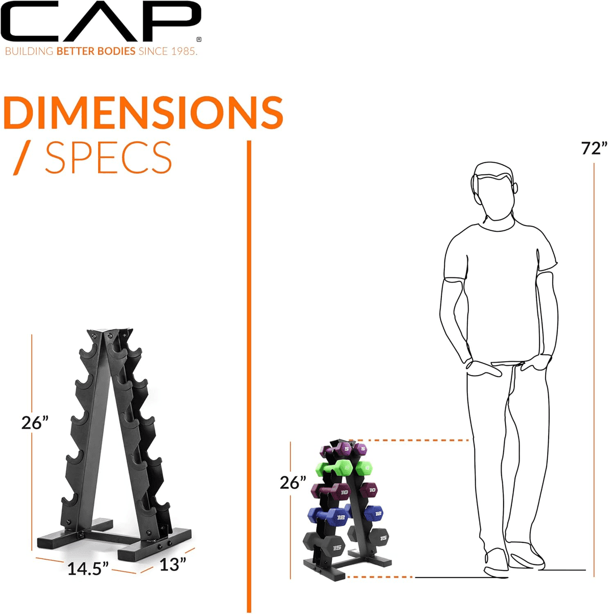[Prime] CAP 100-Lb Neoprene Dumbbell Set with Rack image 5