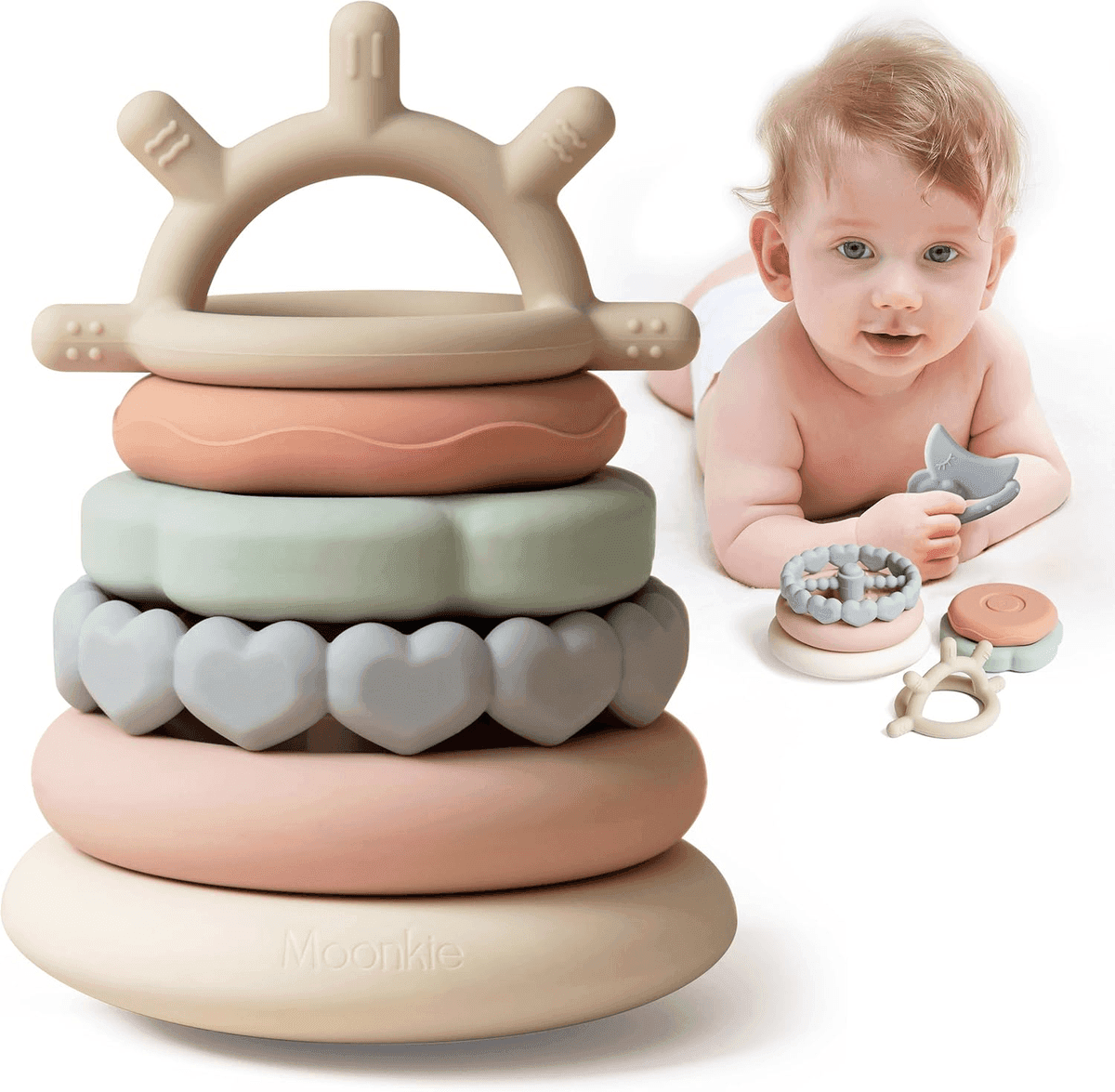 Moonkie Soft Silicone Stacking Rings, 7-Piece
