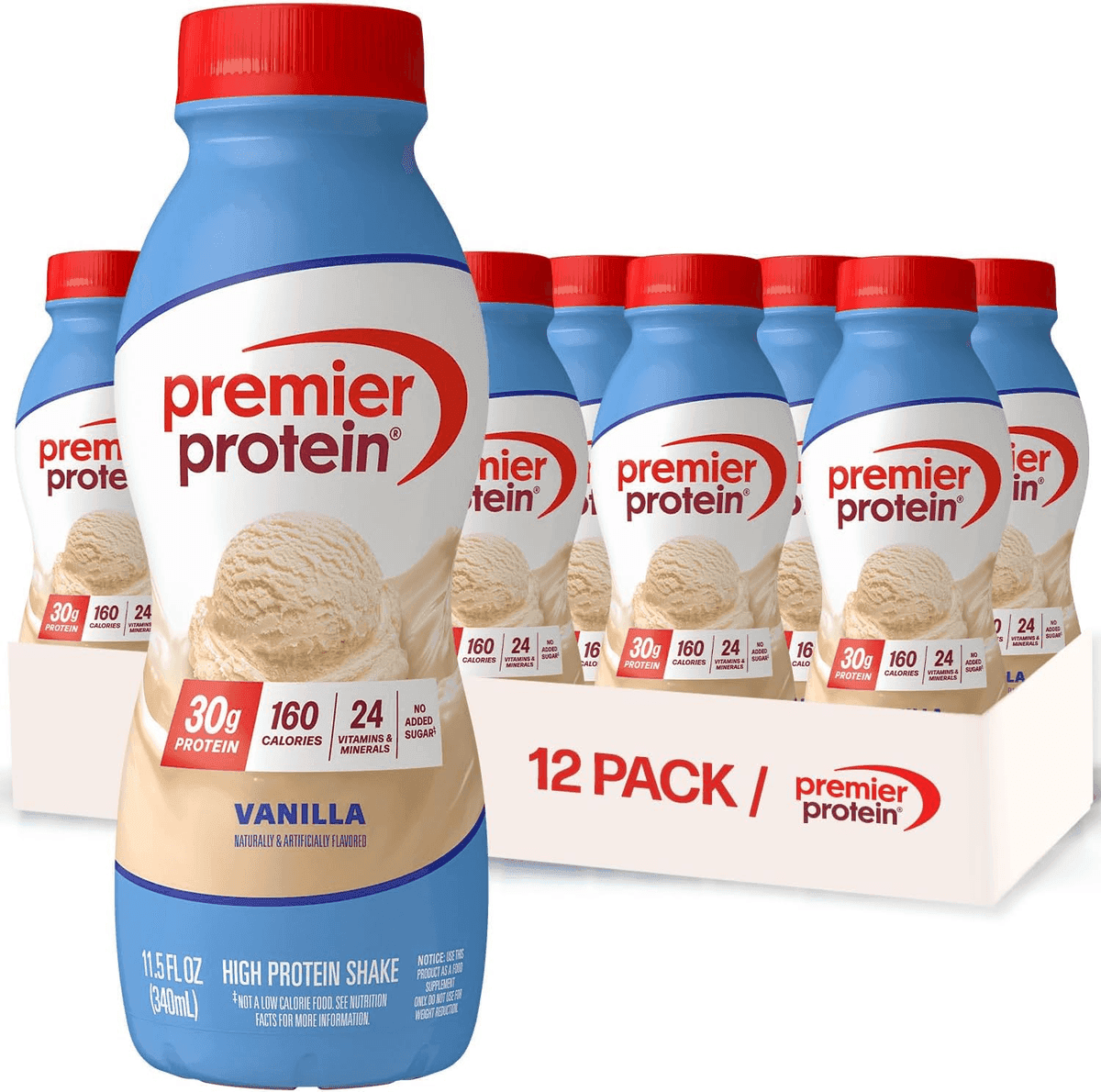 Premier Protein Vanilla 30g Protein Shakes, 12 Pack