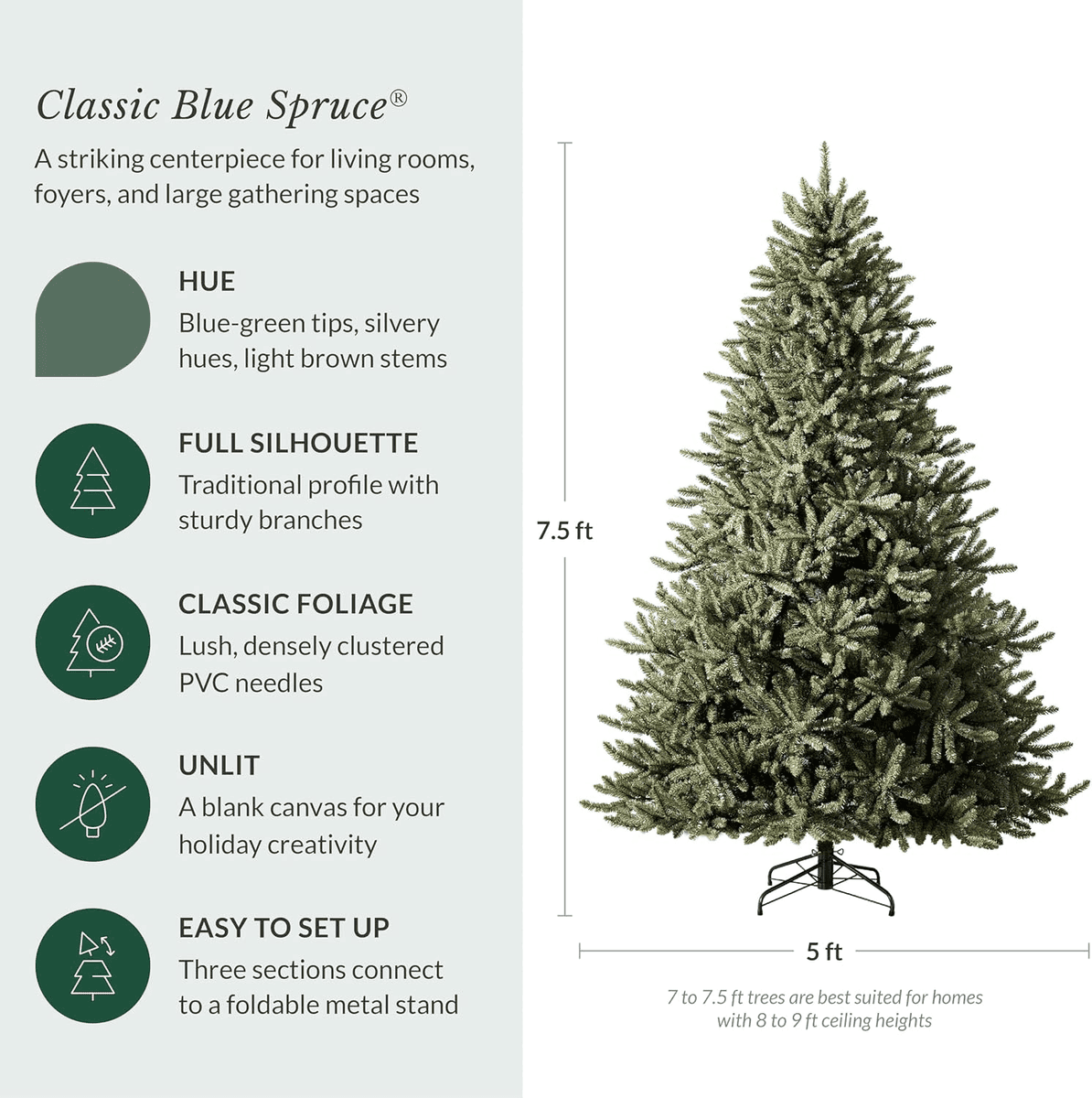 Balsam Hill 7.5 ft Unlit Classic Blue Spruce Artificial Christmas Tree — $359 image 3