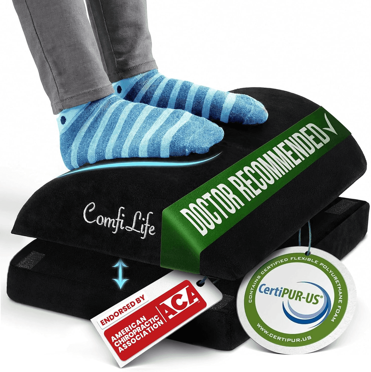 ComfiLife Adjustable Memory Foam Under-Desk Foot Rest