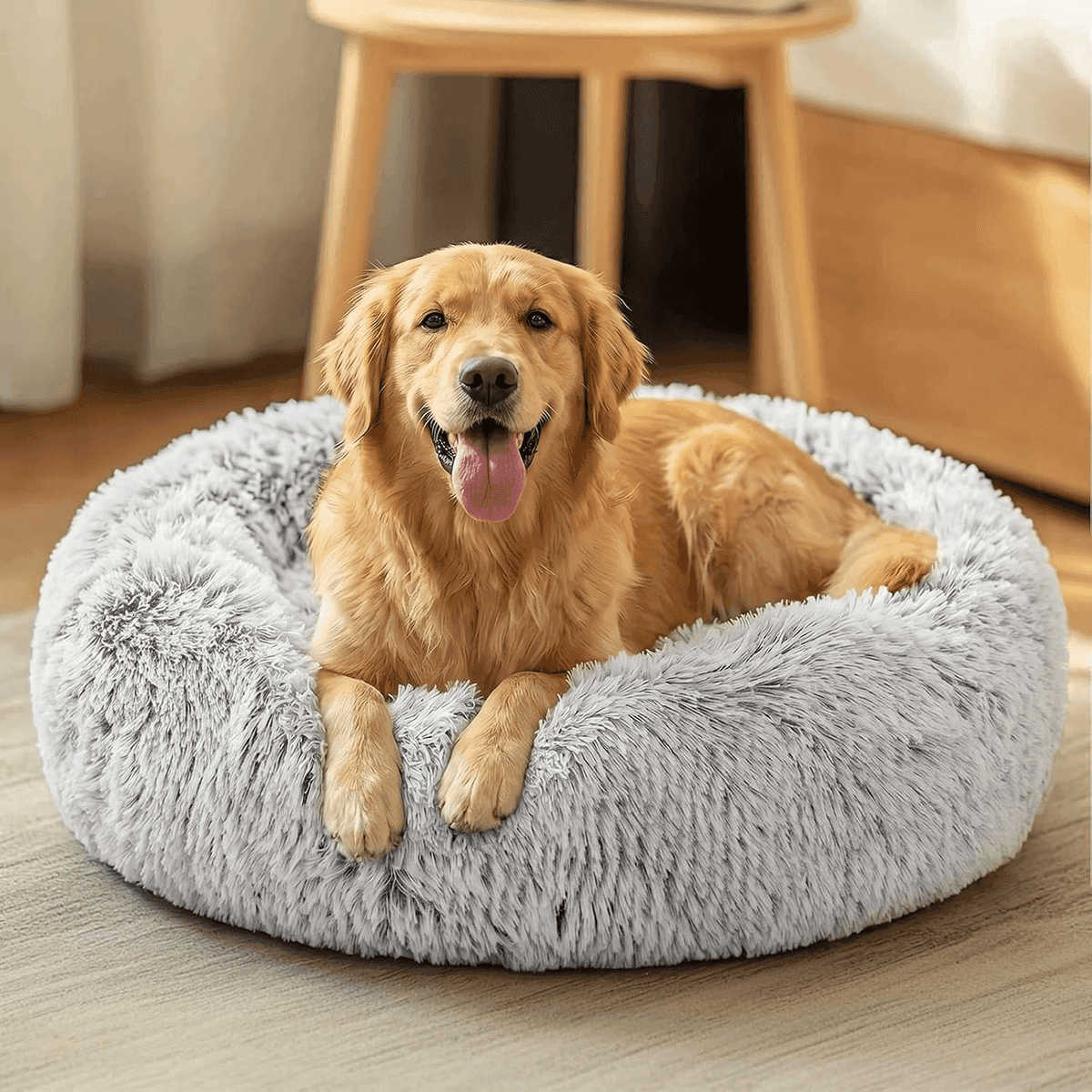 JOLLYVOGUE 36-Inch Calming Donut Dog Bed