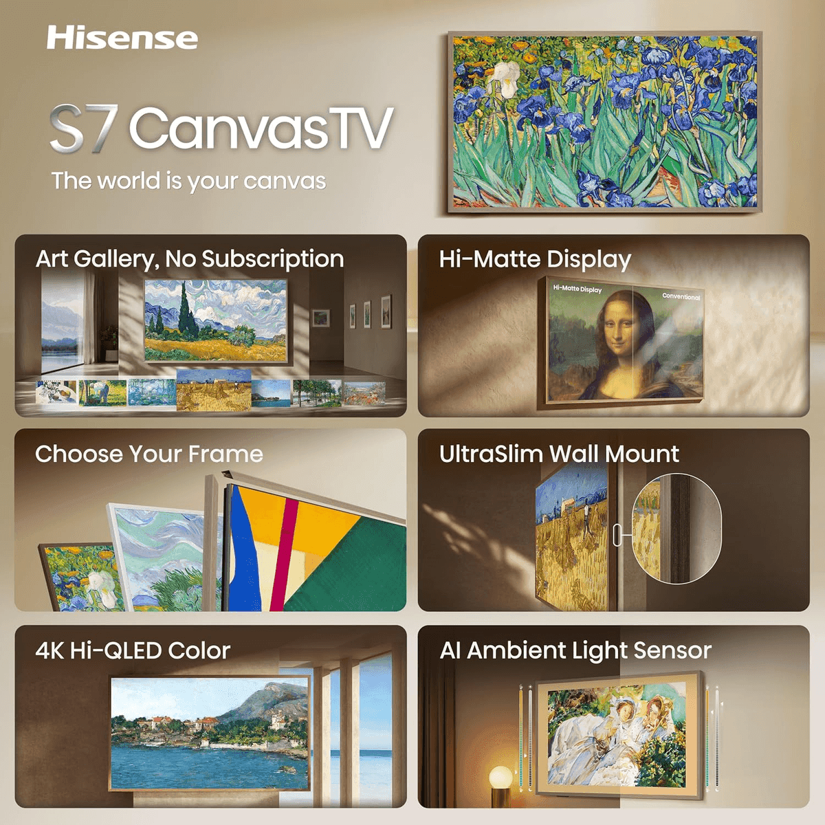 Hisense 55-Inch S7 CanvasTV 4K 144Hz Google Smart TV image 3