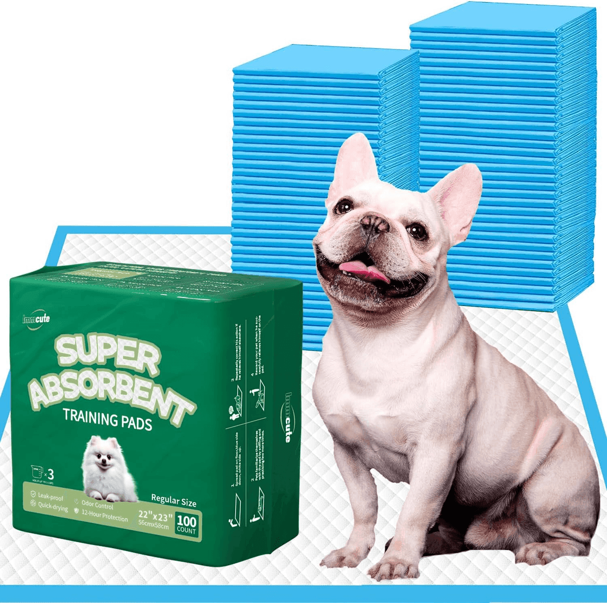 IMMCUTE 22x23-Inch Puppy Training Pads - 100 Count