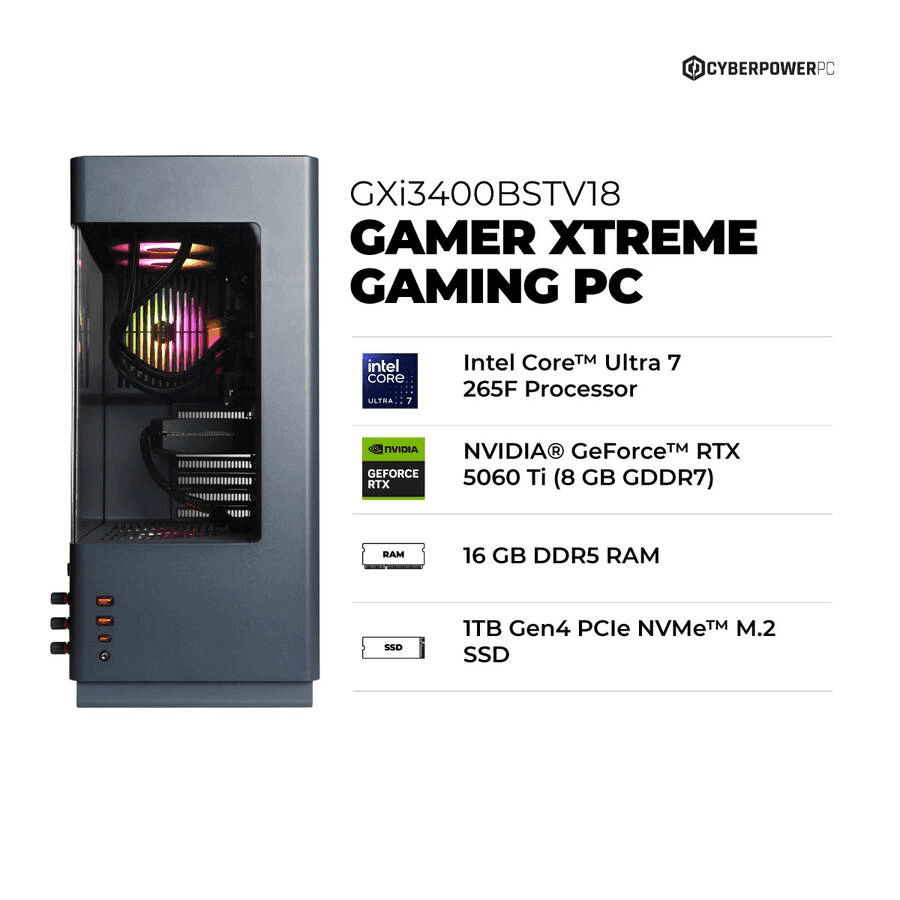 CyberPowerPC Gamer Xtreme Core Ultra 7 RTX 5060 Ti Gaming Desktop image 2
