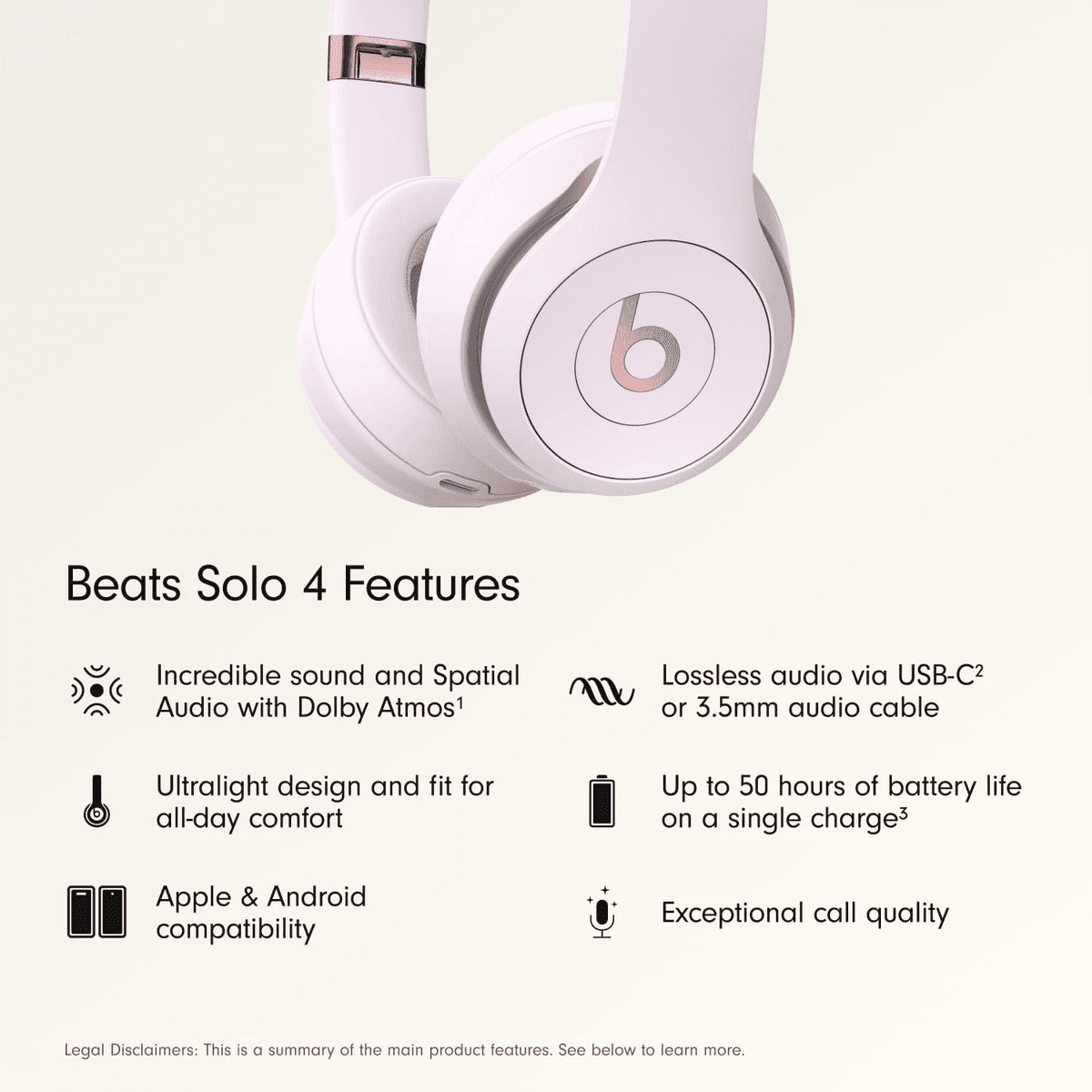 Beats Solo 4 Wireless On-Ear Headphones - Cloud Pink image 2