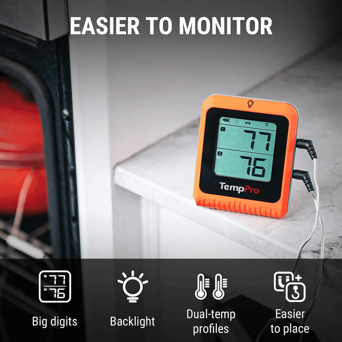 TempPro TempSync 650-ft Bluetooth Meat Thermometer with 2 Probes image 5