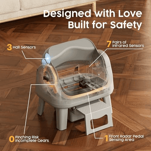 PetPivot Open-Top Self-Cleaning Cat Litter Box - Dark Gray image 3