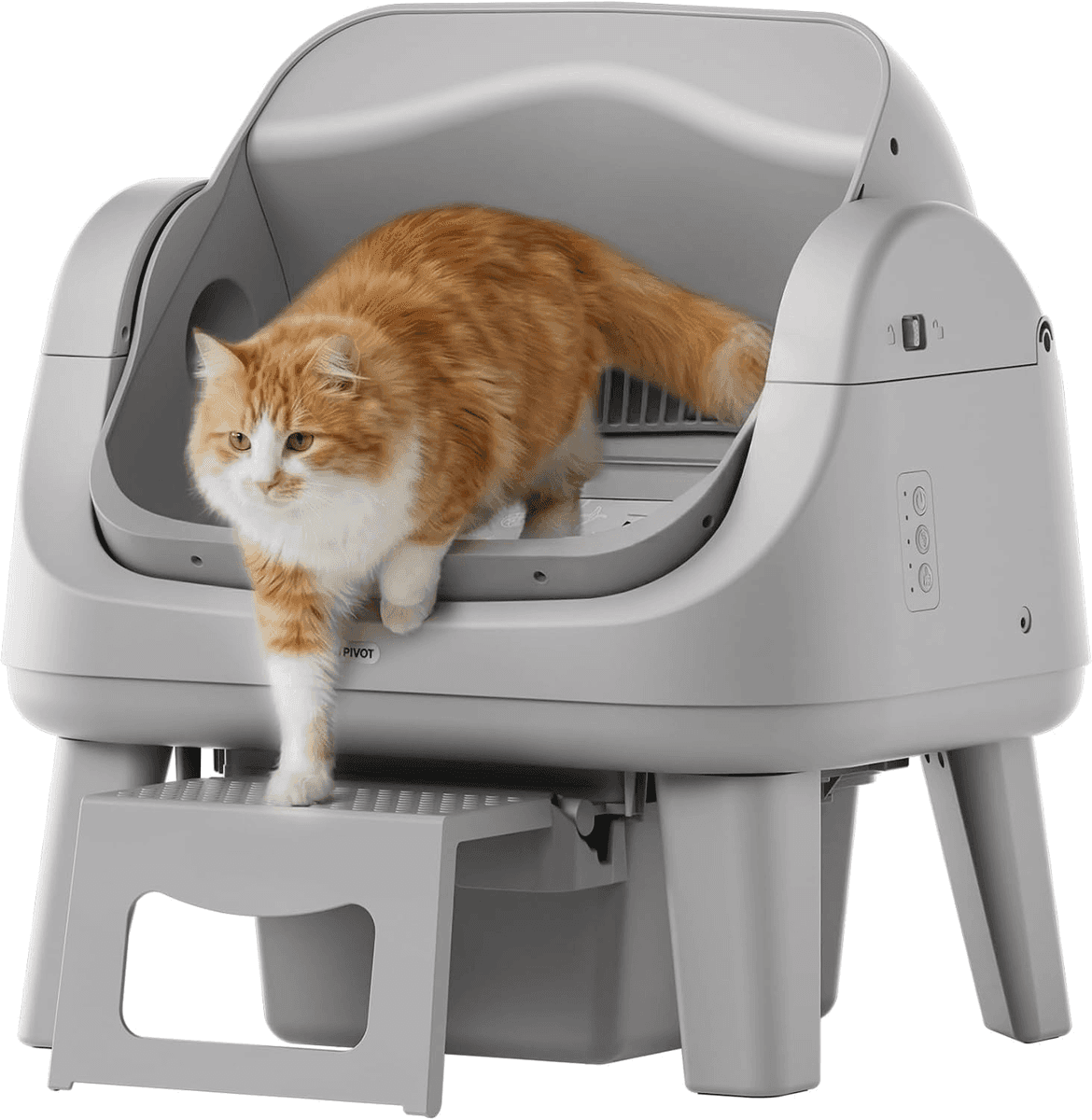 PetPivot Open-Top Self-Cleaning Cat Litter Box - Dark Gray