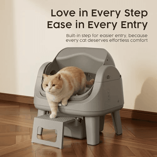 PetPivot Open-Top Self-Cleaning Cat Litter Box - Dark Gray image 4