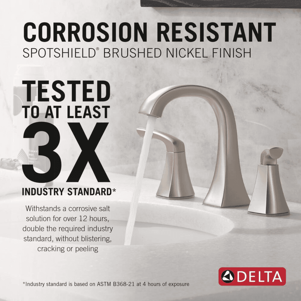 Delta Lacey Widespread Bathroom Faucet - SpotShield Brushed Nickel image 2