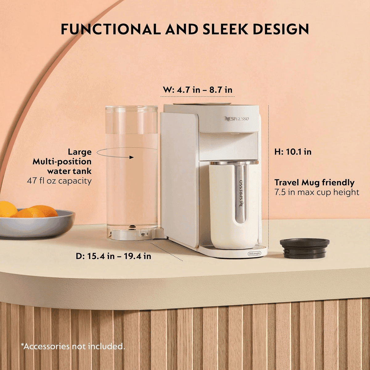 Nespresso Vertuo Up Coffee Machine with Aeroccino3 Milk Frother - White image 2