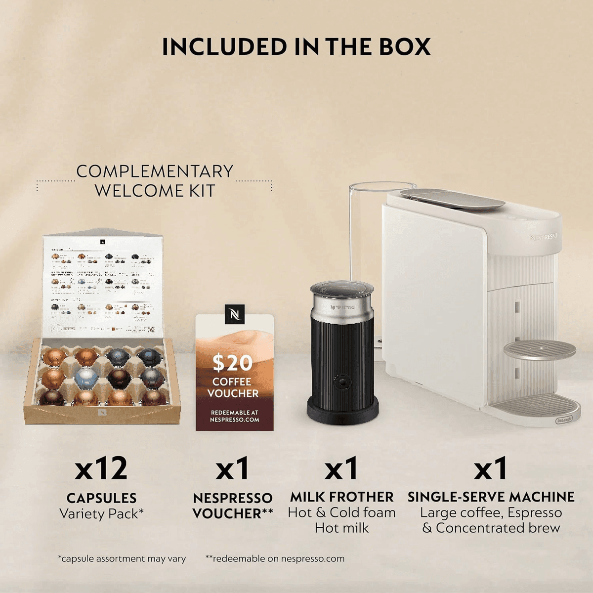 Nespresso Vertuo Up Coffee Machine with Aeroccino3 Milk Frother - White image 3