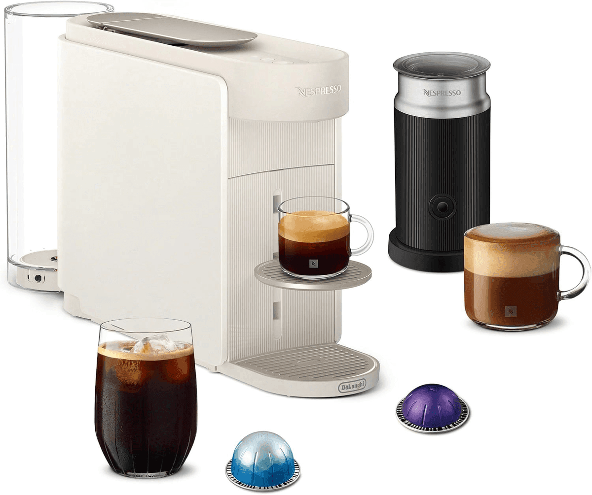 Nespresso Vertuo Up Coffee Machine with Aeroccino3 Milk Frother - White