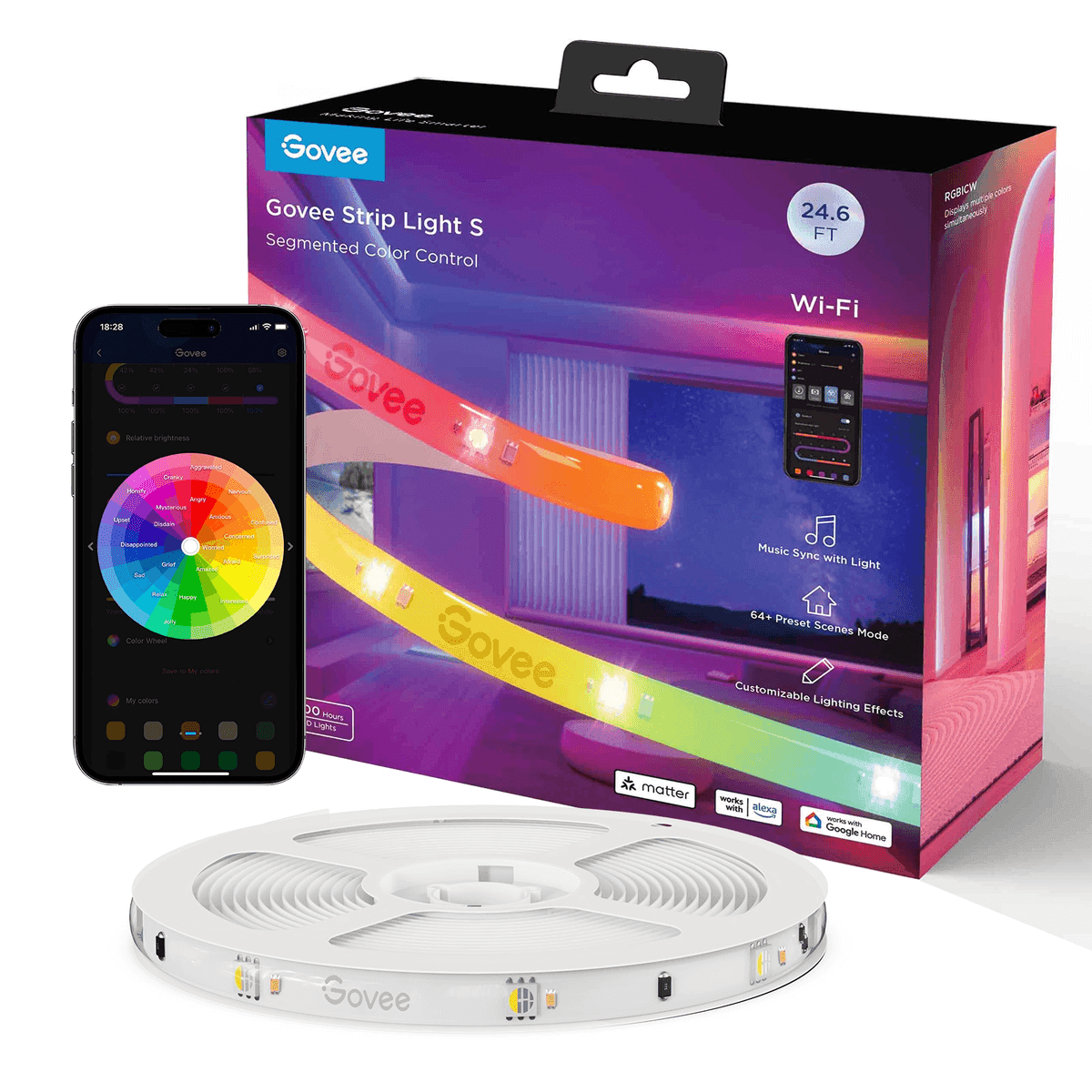 Govee 24.6-ft RGBICW Smart LED Strip Light