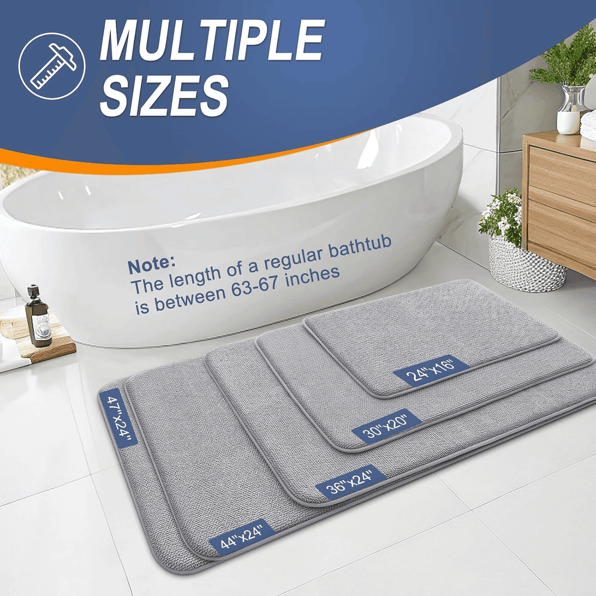 OLANLY 30" x 20" Memory Foam Bathroom Rug - Grey image 5