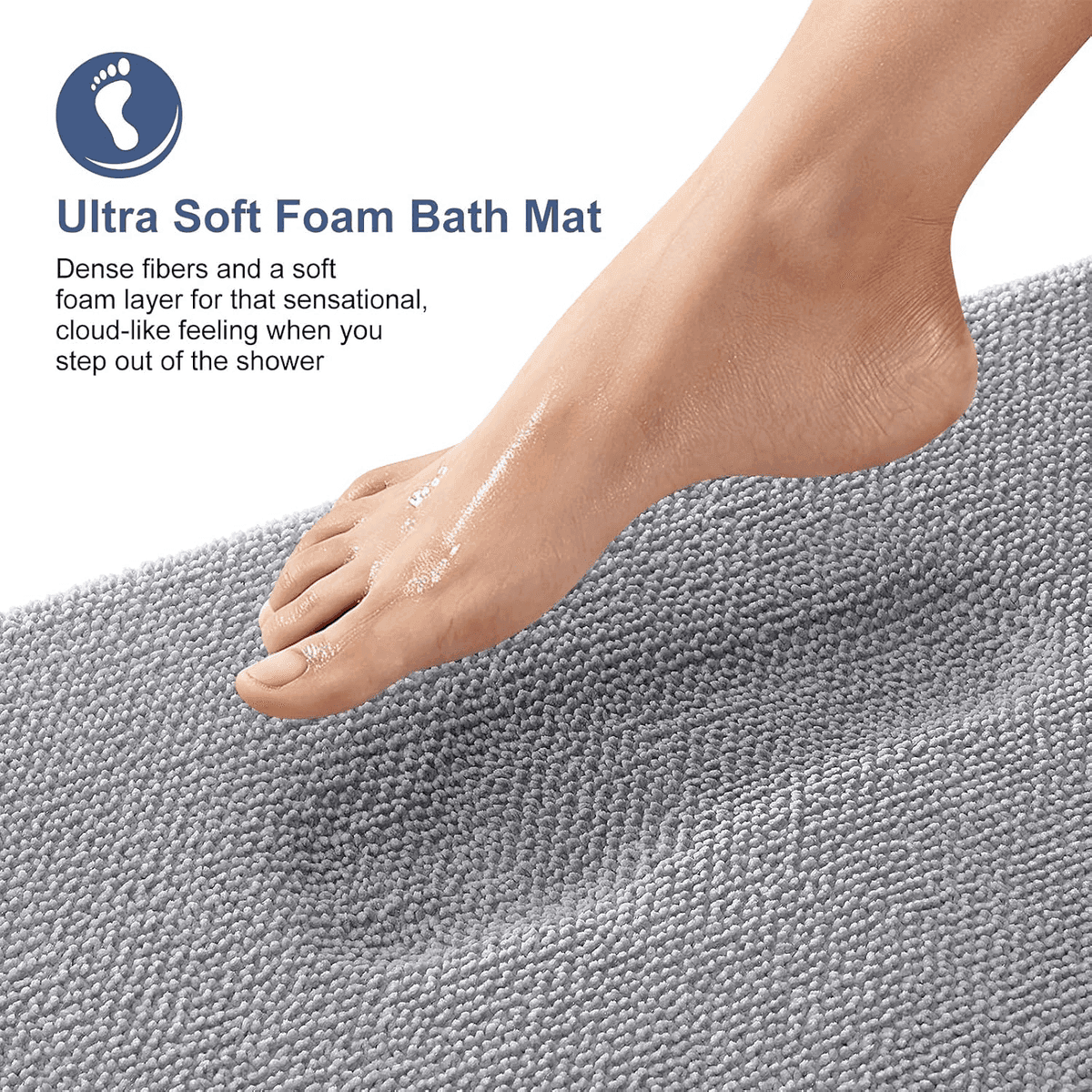 OLANLY 30" x 20" Memory Foam Bathroom Rug - Grey image 2