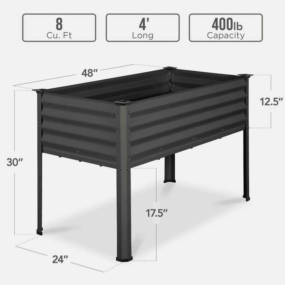 Best Choice Products 4 ft. Charcoal Elevated Raised Garden Bed image 2