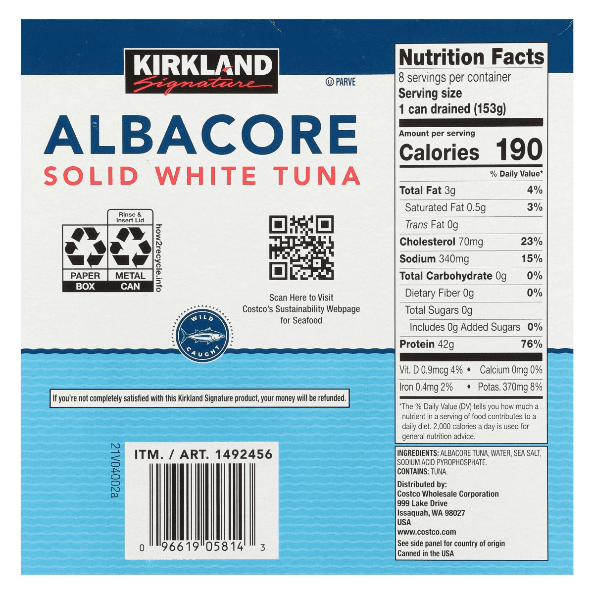 Kirkland Signature Albacore Solid White Tuna 7 oz 8-Count image 2