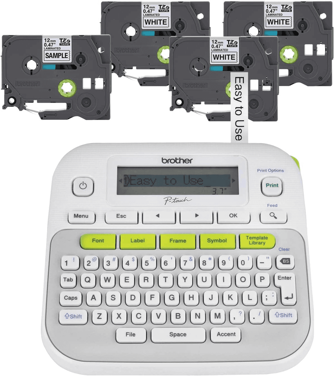 Brother P-Touch PT-D210 Label Maker Bundle with 4 Tapes