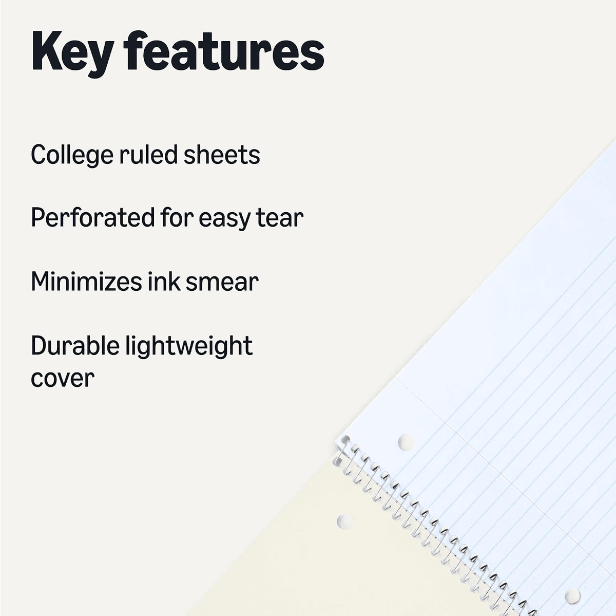 Amazon Basics College Ruled Spiral Notebooks, 3-Pack image 2