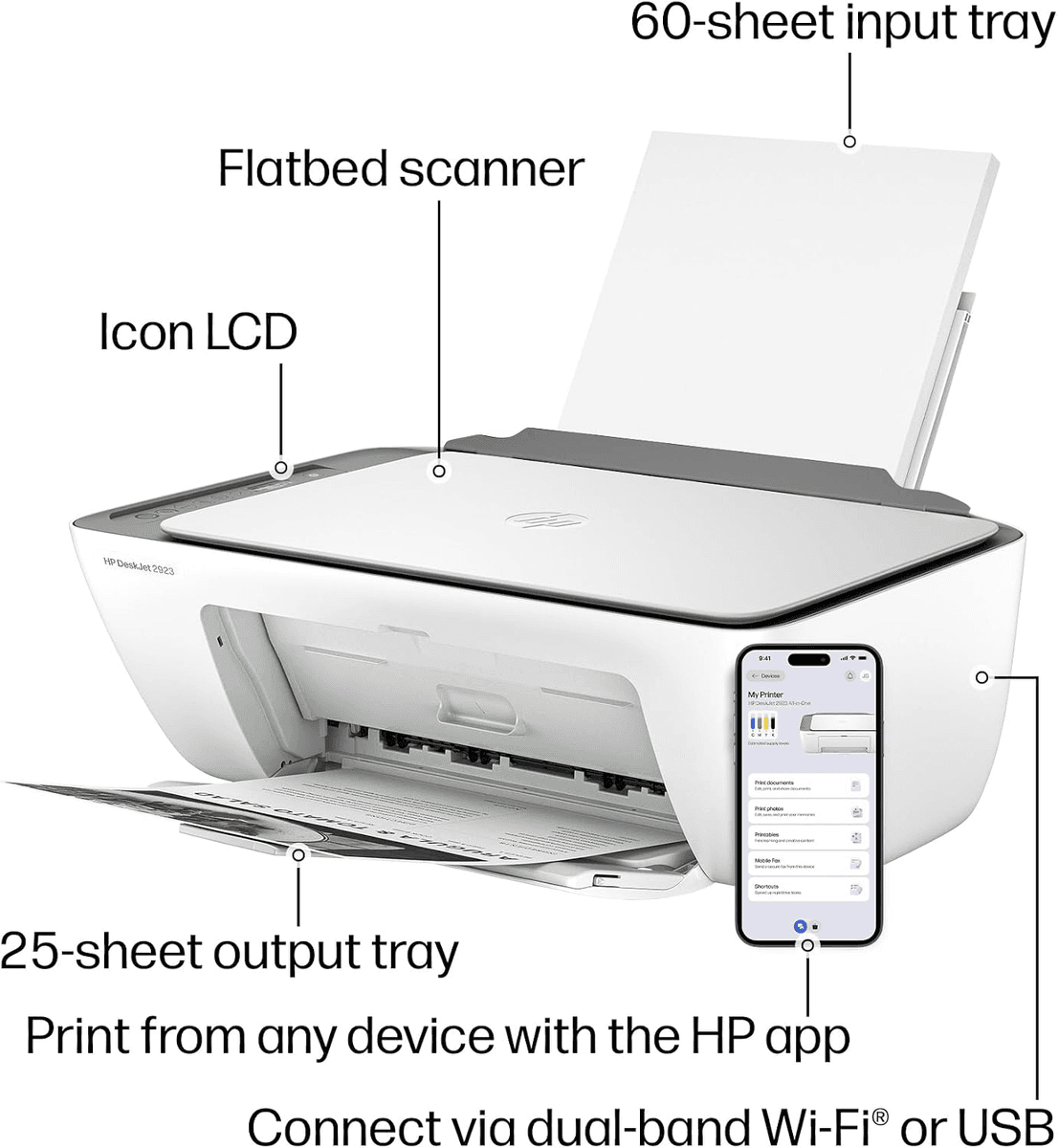 HP DeskJet 2923 Wireless Color All-in-One Printer image 5