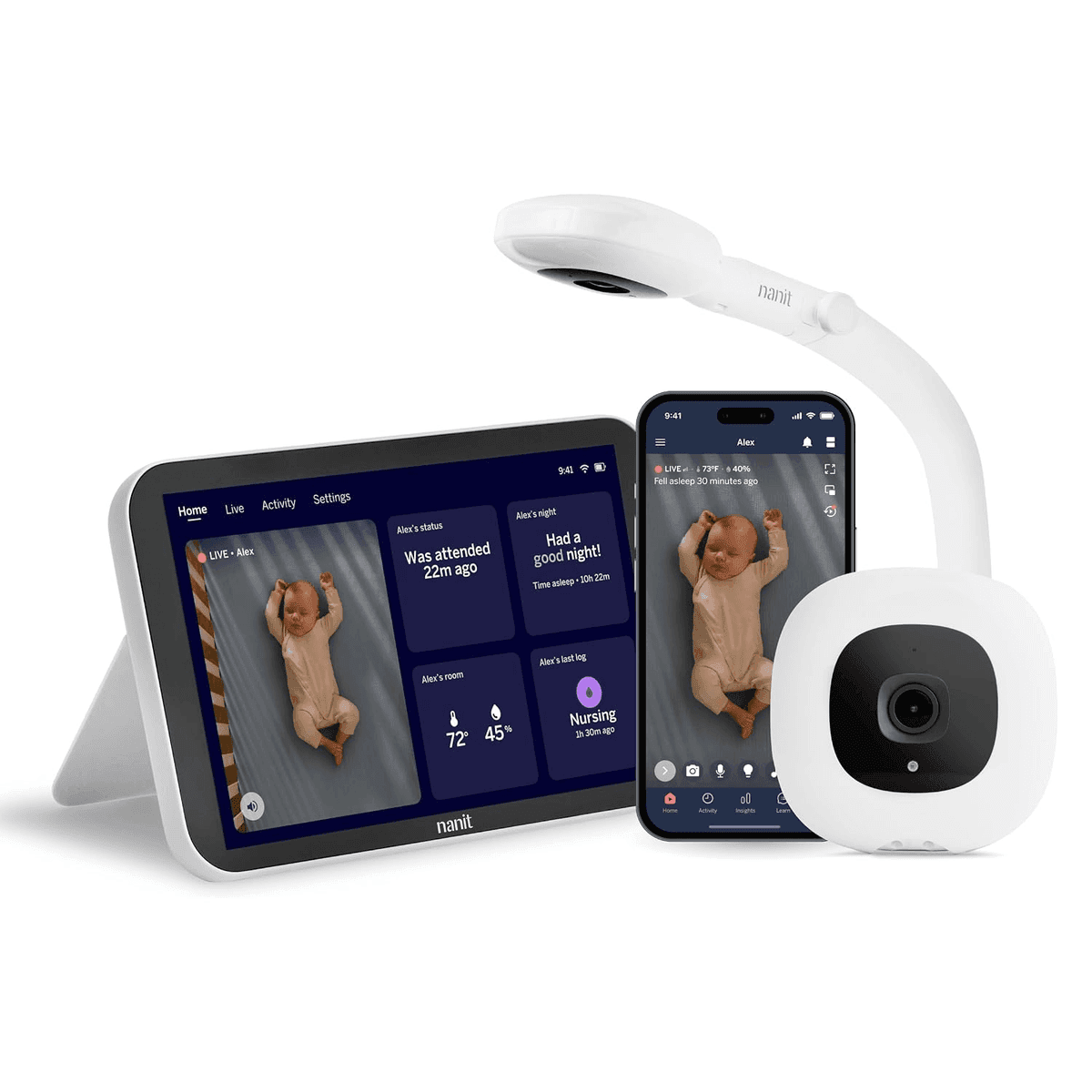 Nanit Smart Baby Video Monitor System with Floor Stand and 8-Inch Display