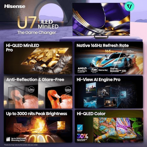 Hisense 65-Inch U7 Mini-LED ULED 4K Google TV (65U7SG, 2026) image 3