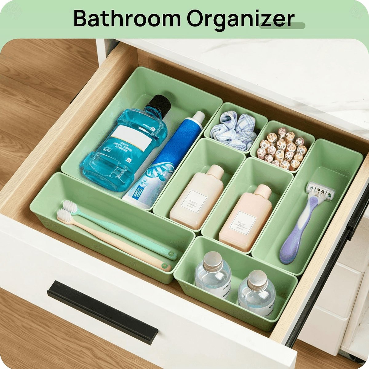 Vtopmart 25-Piece Sage Green Drawer Organizer Set image 5