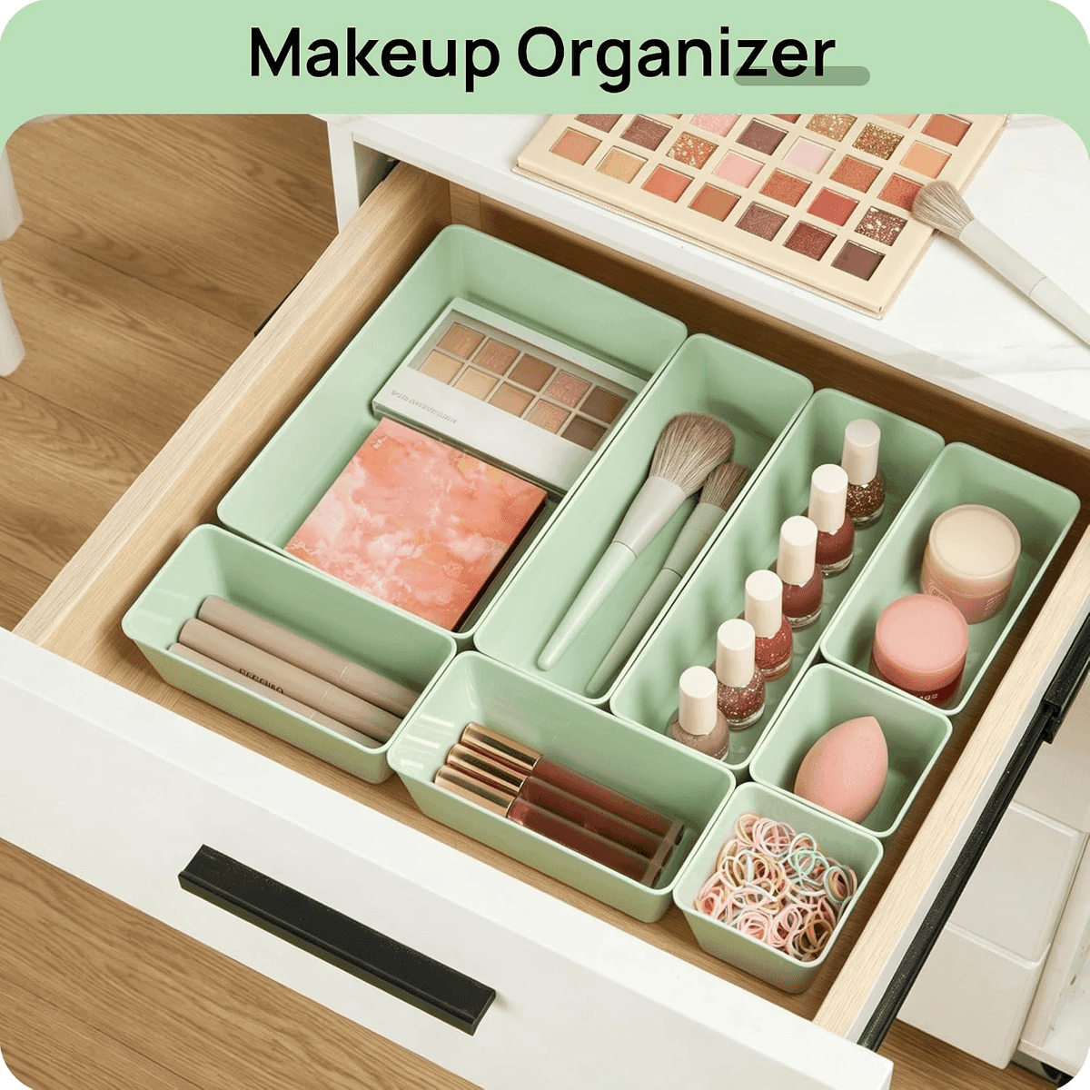 Vtopmart 25-Piece Sage Green Drawer Organizer Set image 4