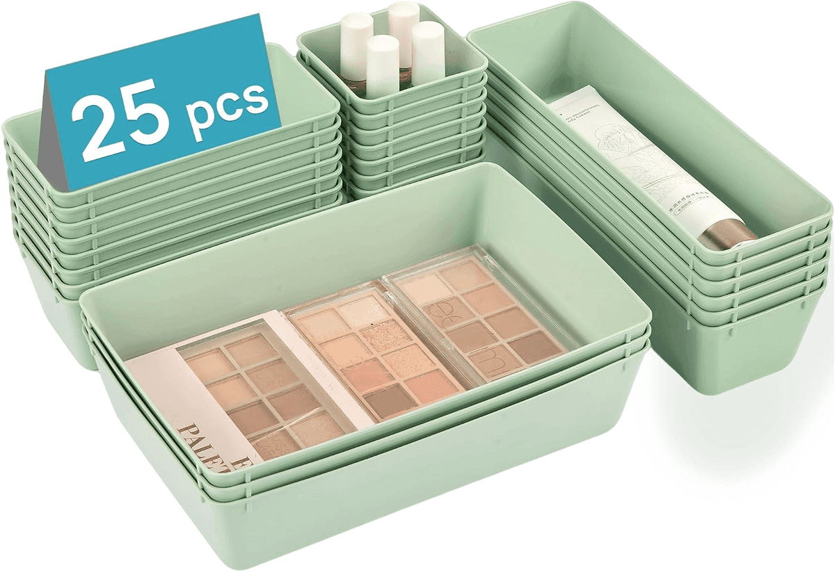 Vtopmart 25-Piece Sage Green Drawer Organizer Set