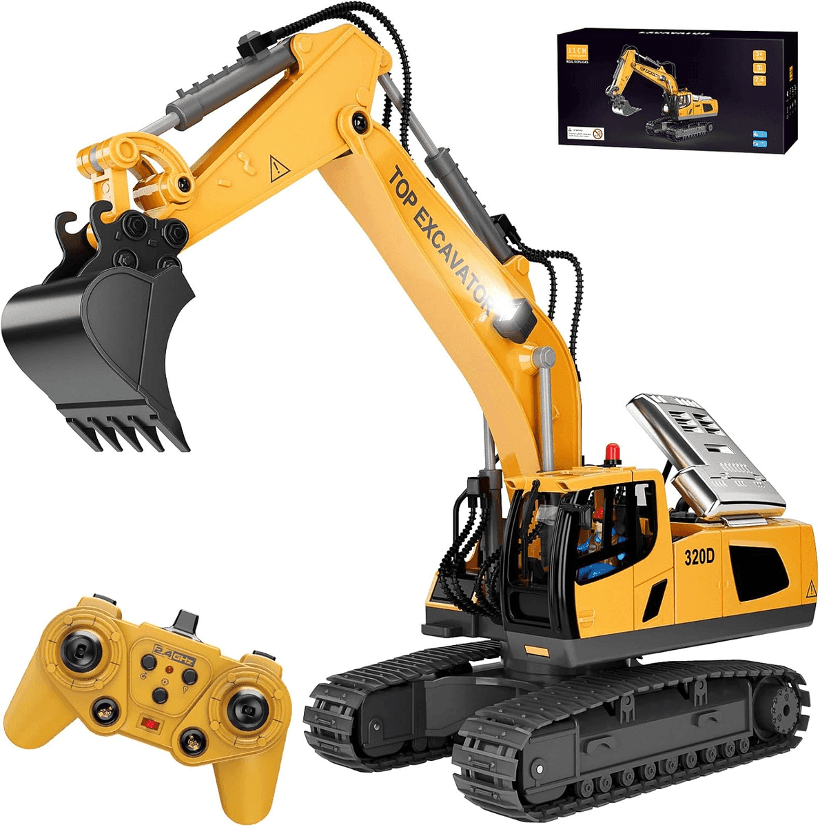 KIDMARKT 11-Channel RC Excavator with Dual Batteries