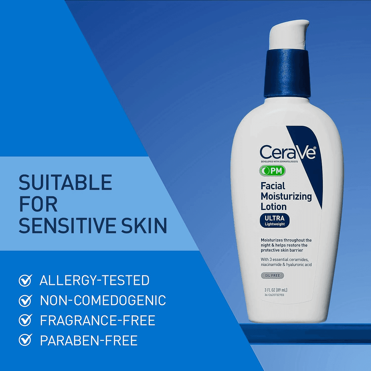 CeraVe PM Daily Facial Moisturizing Lotion - 3 fl oz image 5