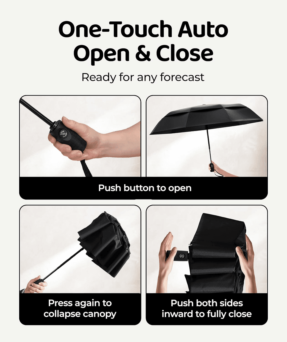 Repel Windproof Travel Umbrella - Black 1-Pack image 4