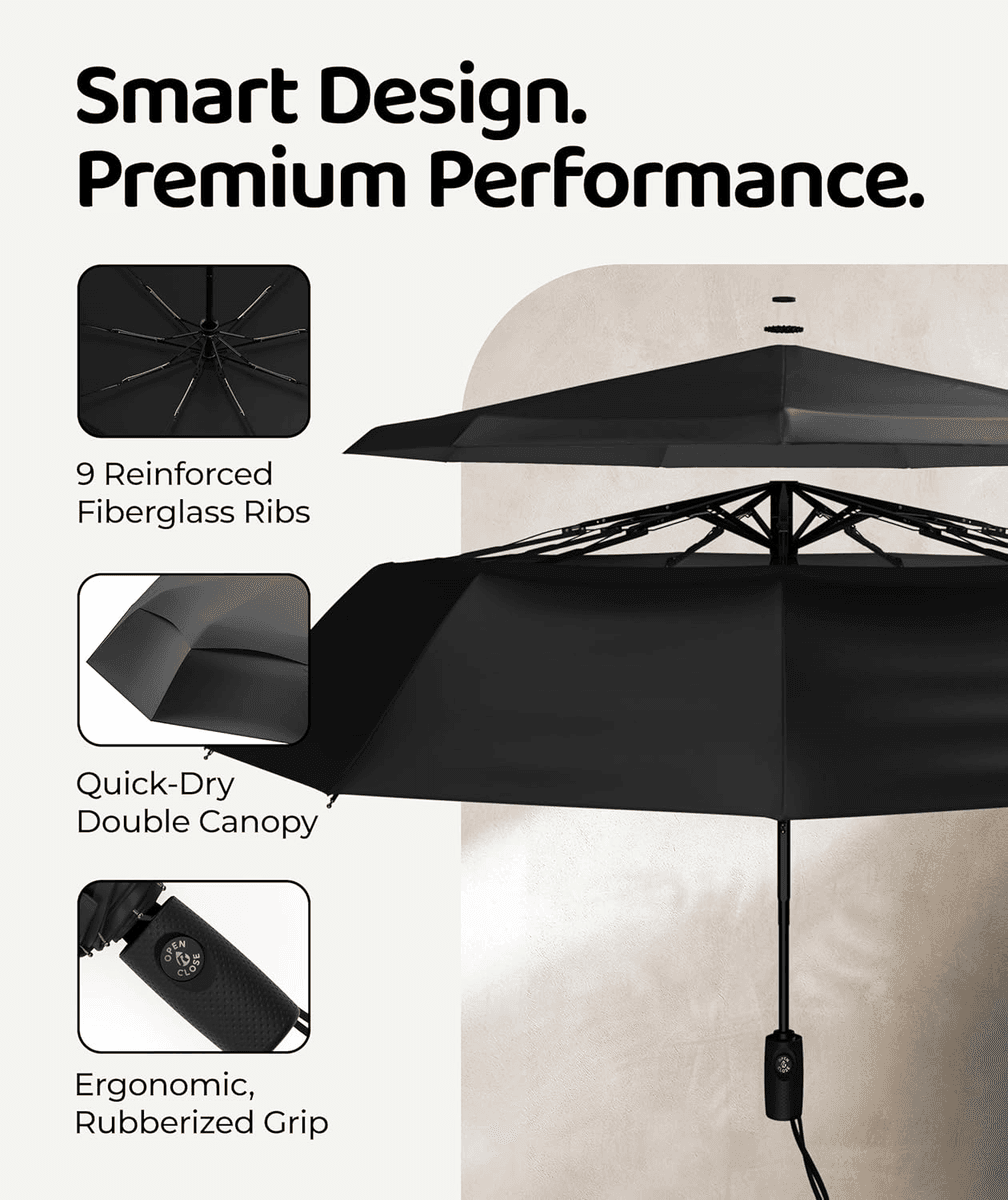 Repel Windproof Travel Umbrella - Black 1-Pack image 3