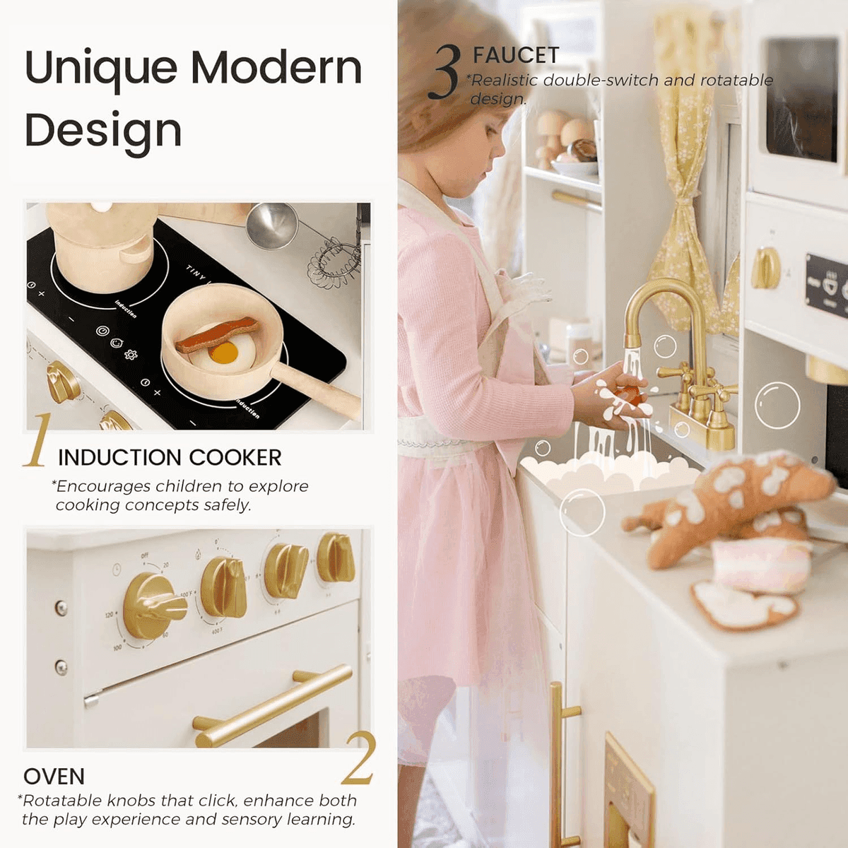 Tiny Land Modern Wooden Play Kitchen for Kids image 3