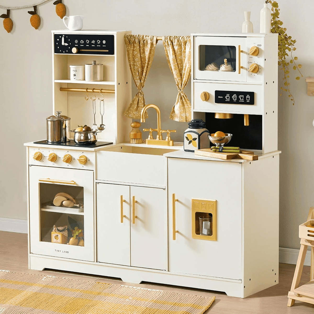 Tiny Land Modern Wooden Play Kitchen for Kids