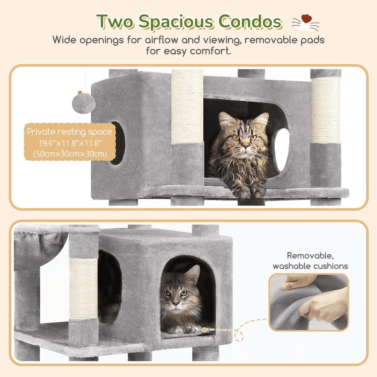 Globlazer S74 74-inch Heavy-Duty Cat Tree - Light Gray image 3