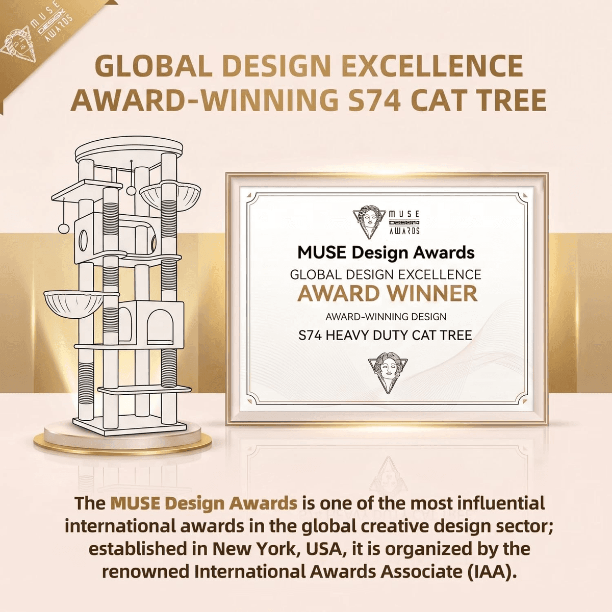 Globlazer S74 74-inch Heavy-Duty Cat Tree - Light Gray image 2