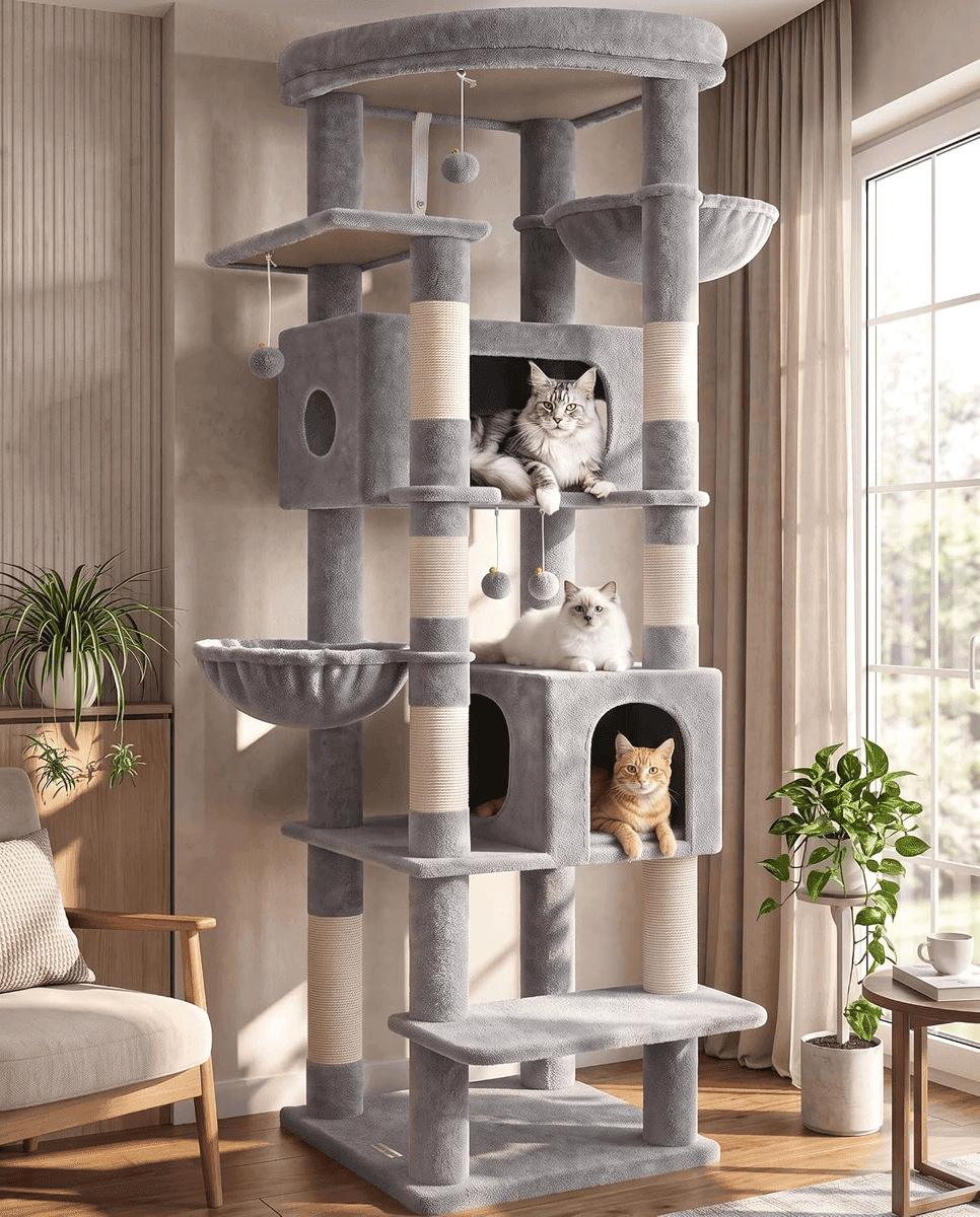Globlazer S74 74-inch Heavy-Duty Cat Tree - Light Gray