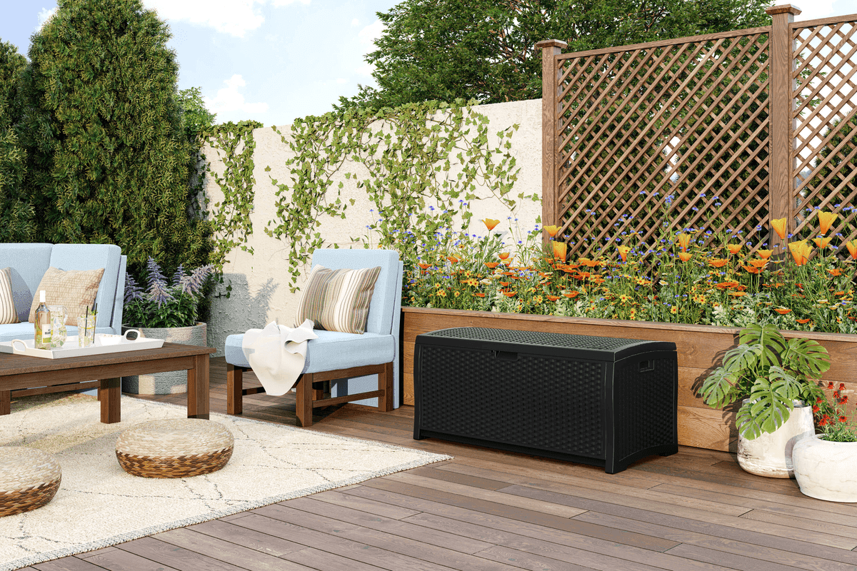 Suncast 73-Gallon Black Polyethylene Deck Box image 2