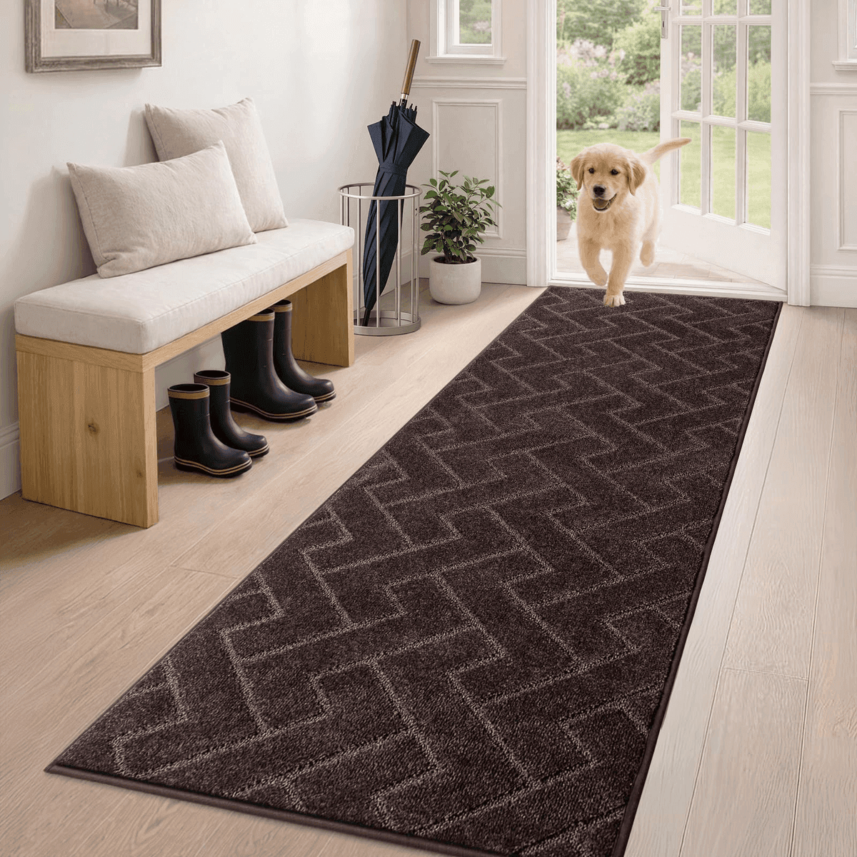 PURRUGS 24 x 59-Inch Washable Hallway Runner Rug - Brown