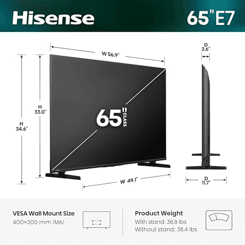 [Ends 10/11] Hisense 65-Inch E7 Mini-LED 4K Fire TV image 3