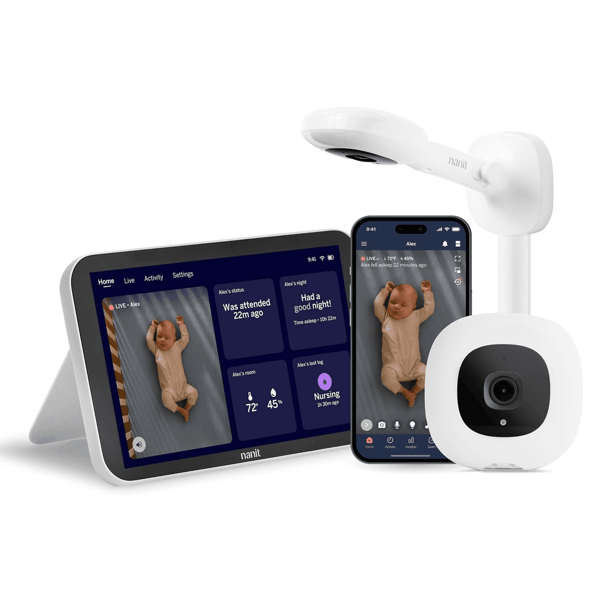 Nanit Smart Baby Monitor System with Wall Mount and 8-Inch Display