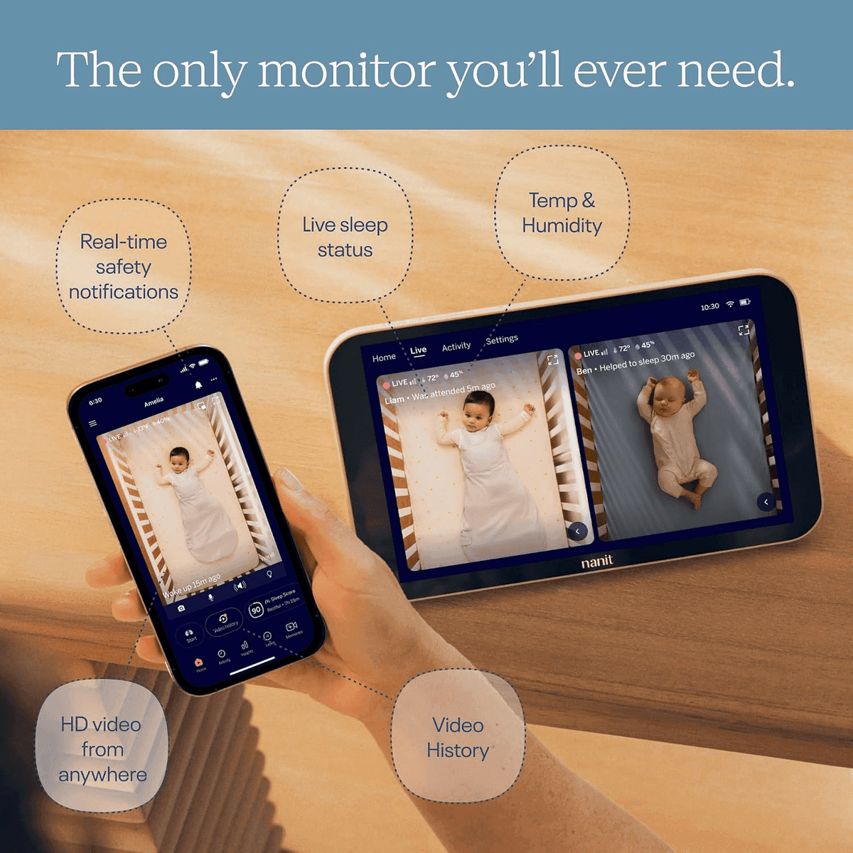 Nanit Smart Baby Monitor System with Wall Mount and 8-Inch Display image 3