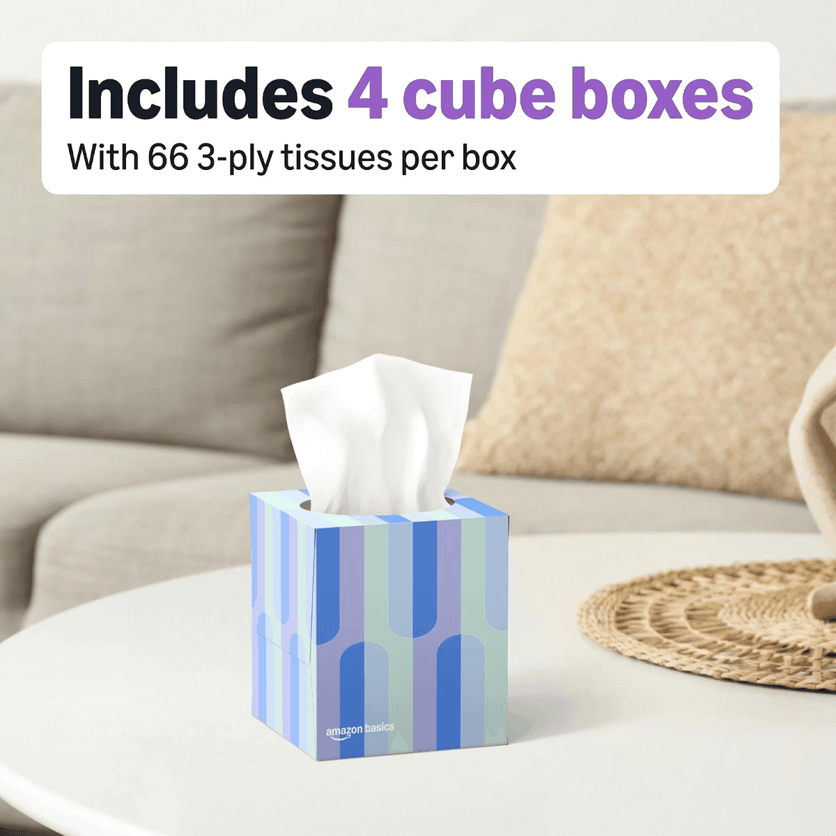 Amazon Basics Ultra-Soft 3-Ply Facial Tissues, 264 Count image 3