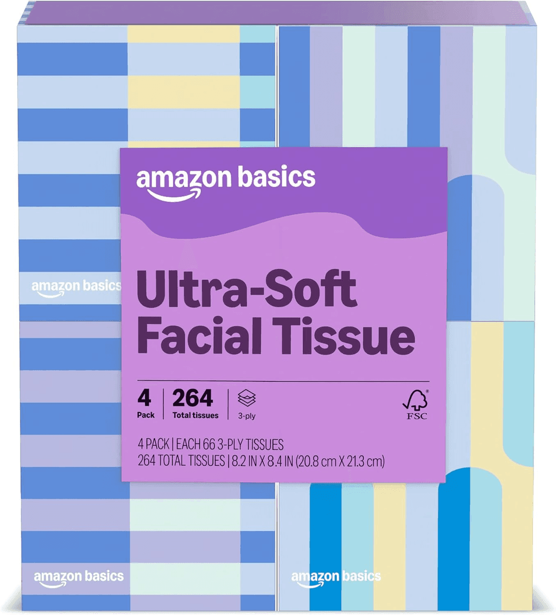 Amazon Basics Ultra-Soft 3-Ply Facial Tissues, 264 Count