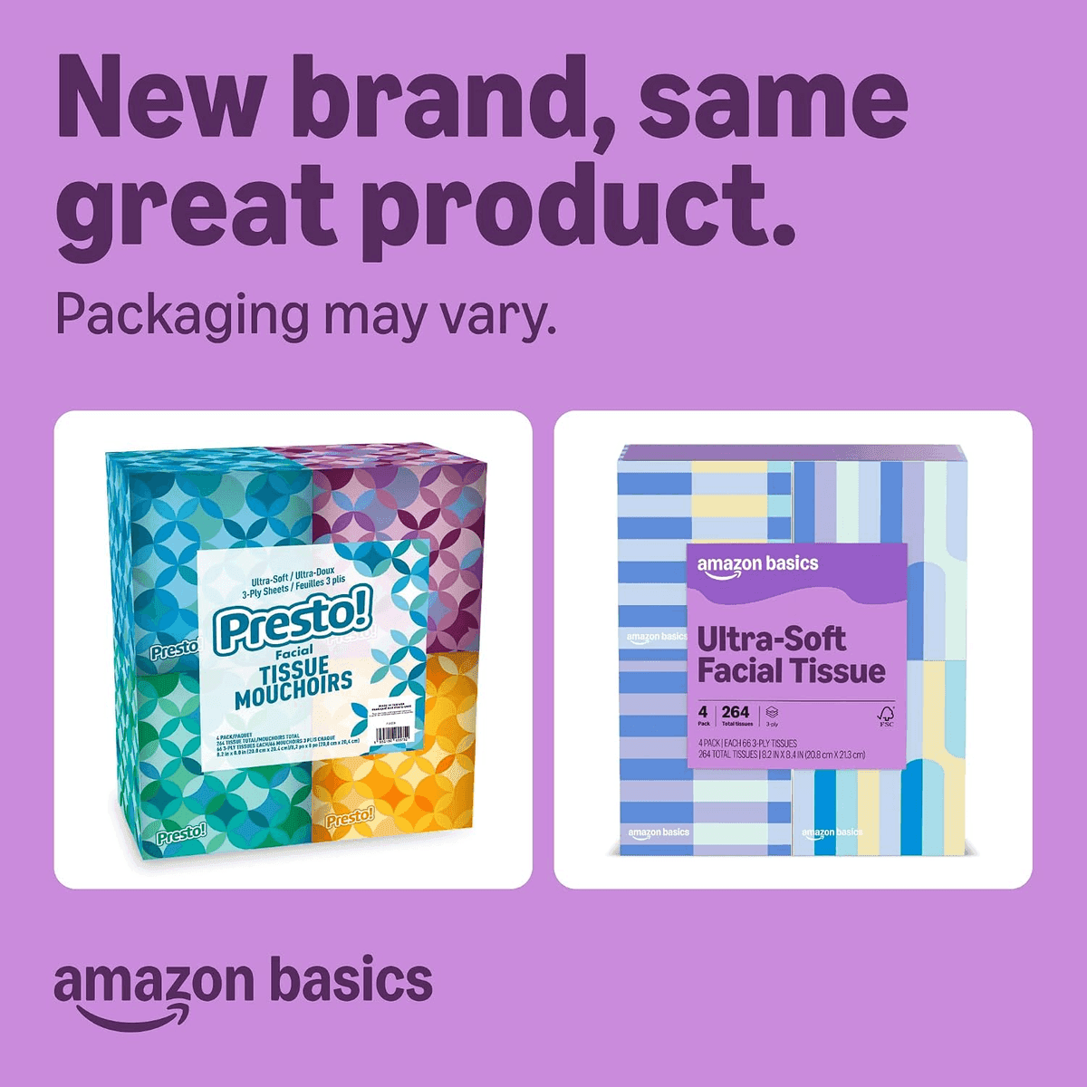 Amazon Basics Ultra-Soft 3-Ply Facial Tissues, 264 Count image 2