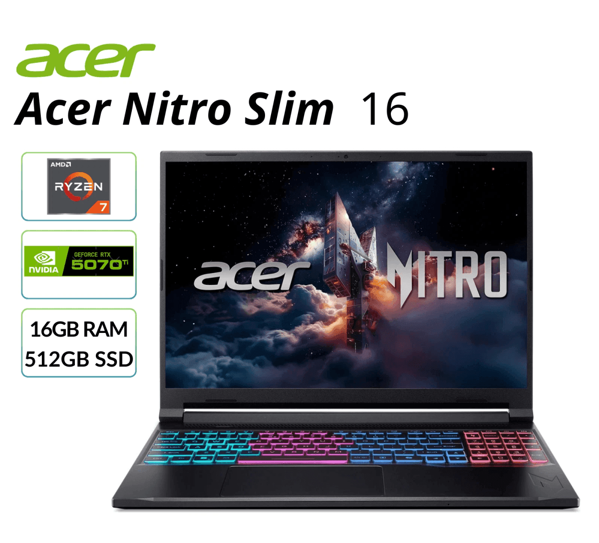 Acer Nitro Slim 16 Gaming Laptop with Ryzen AI 7 and RTX 5070 Ti