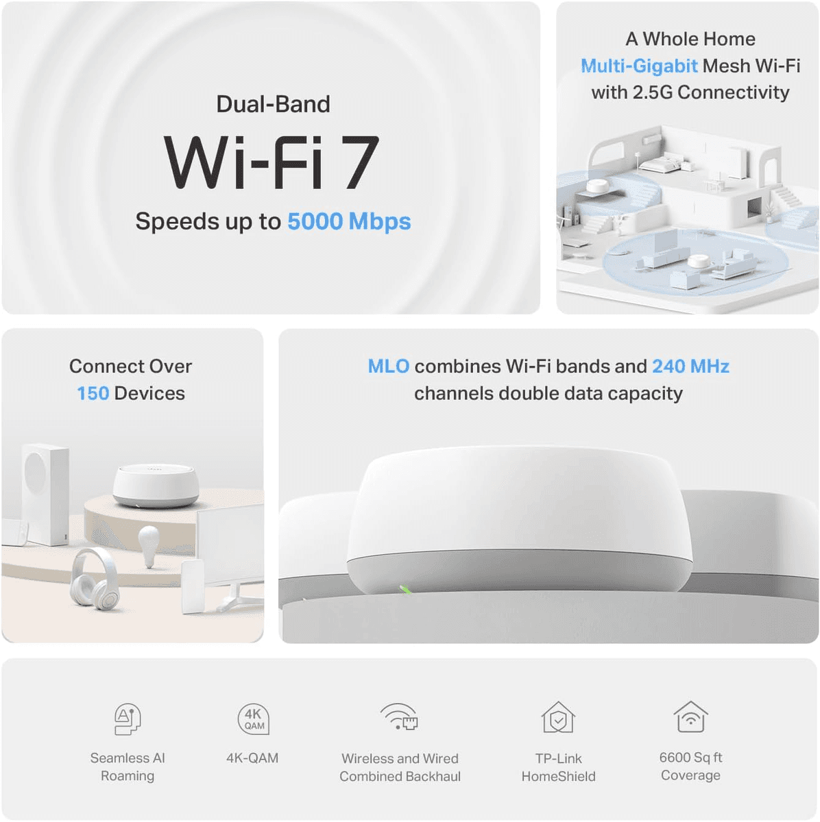 TP-Link Deco 7 BE5000 Wi-Fi 7 Mesh System 3-Pack image 2